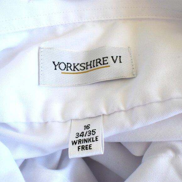 Men's Yorkshire VI Dress Shirt Long Sleeve Button Up SIZE 16 White - Picture 11 of 12